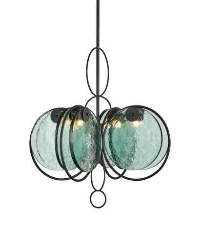 Vesica Piscis Four Light Chandelier Clear / Blacksmith
