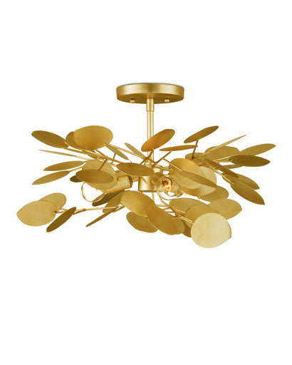 Lunaria Three Light Semi-Flush Mount Contemporary Gold Leaf