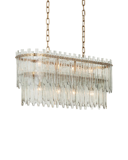 Electra Eight Light Chandelier Clear / Antique Brass