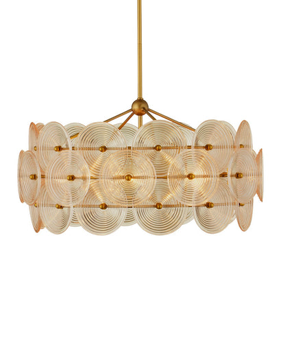 Whirlwind Six Light Chandelier Pale Yellow / Brass