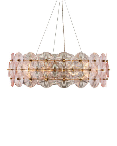 Whirlwind Ten Light Chandelier Pale Pink / Brass
