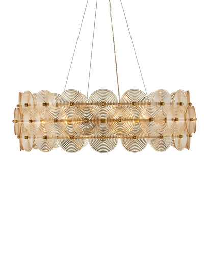 Whirlwind Ten Light Chandelier Pale Yellow / Brass