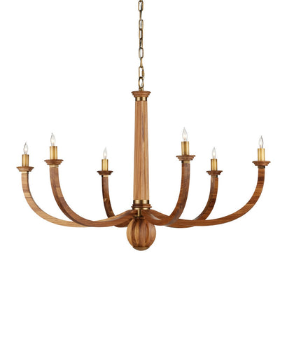 Woodcroft Six Light Chandelier Natural / Antique Brass