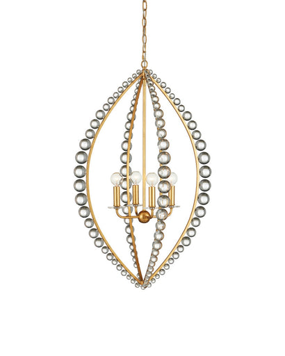 Amadora Four Light Chandelier Clear / Antique Gold Leaf
