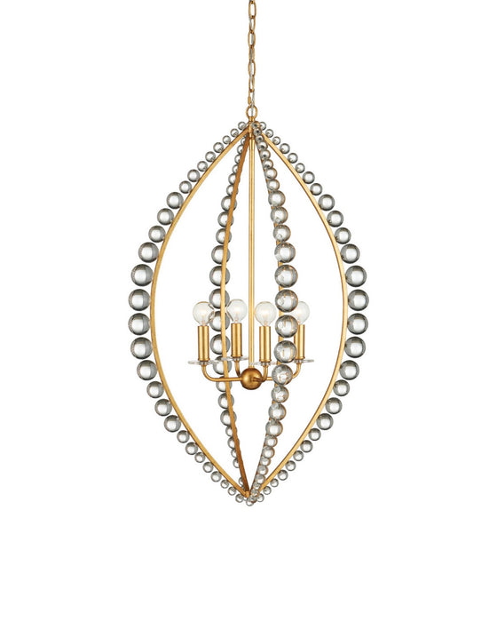 Currey and Company - 9000-1466 - Four Light Chandelier - Amadora - Clear / Antique Gold Leaf