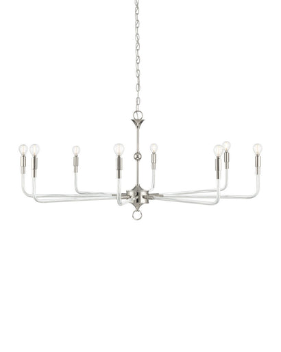 Nantucket Eight Light Chandelier Polished Nickel / Clear