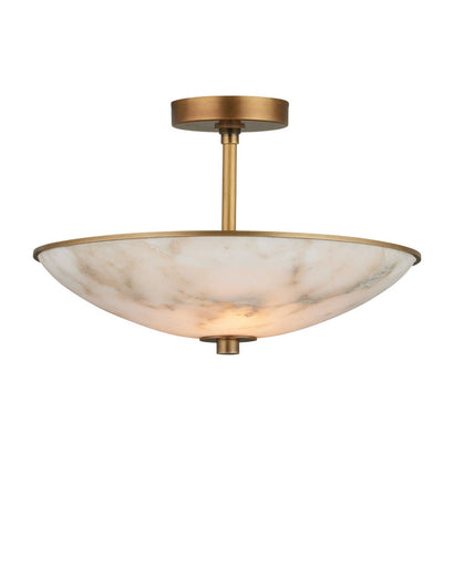 Volterra Two Light Semi-Flush Mount Natural / Antique Brass