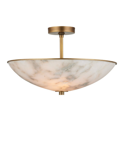 Volterra Two Light Semi-Flush Mount Natural / Antique Brass