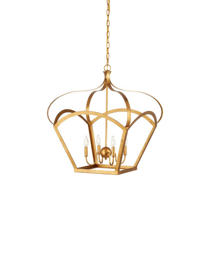 Coronet Four Light Lantern Antique Gold Leaf