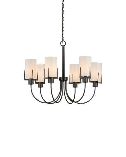 Macklin Six Light Chandelier Oil Rubbed Bronze / White