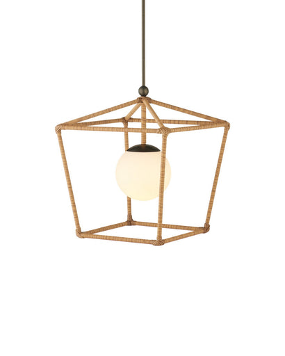 Denison One Light Outdoor Lantern Natural / Bronze / Frosted White