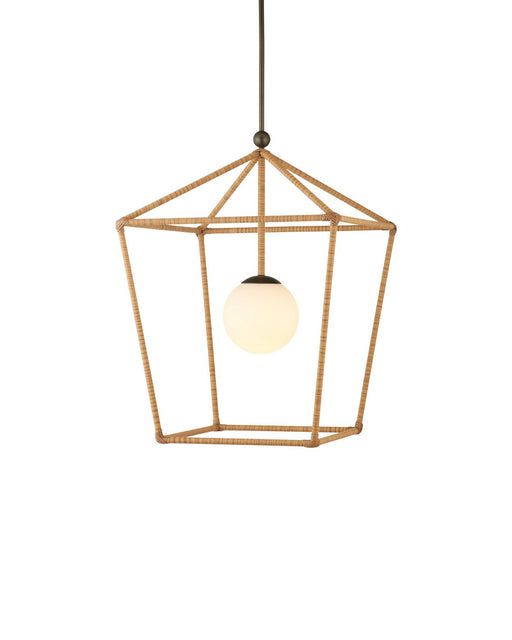 Currey and Company - 9500-0029 - One Light Outdoor Lantern - Denison - Natural / Bronze / Frosted White