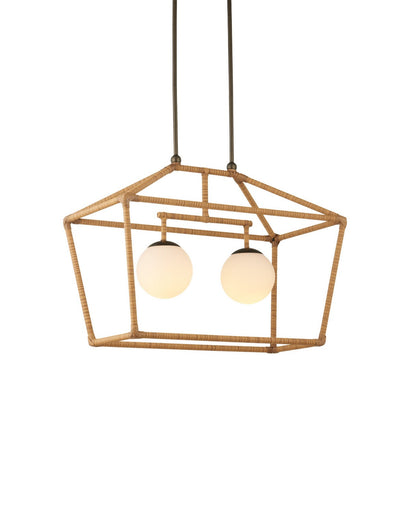 Denison Two Light Outdoor Lantern Natural / Bronze / Frosted White