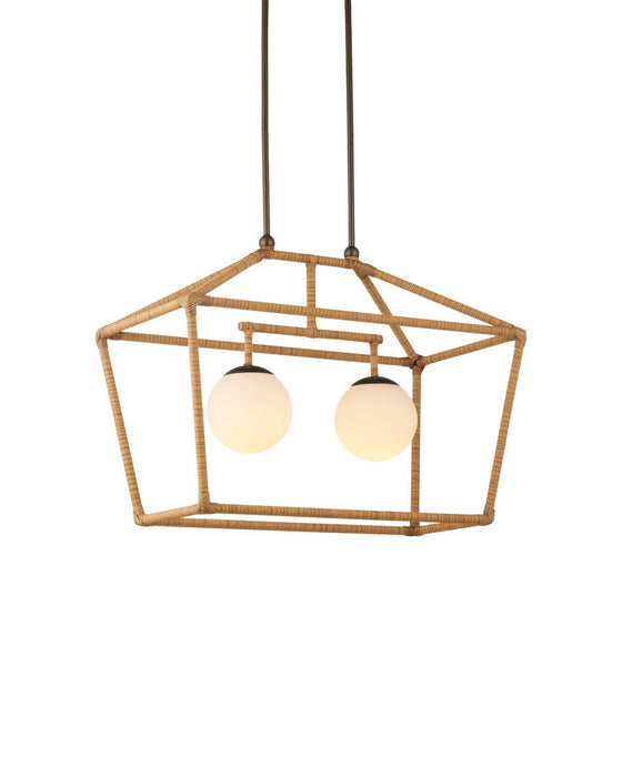 Currey and Company - 9500-0030 - Two Light Outdoor Lantern - Denison - Natural / Bronze / Frosted White