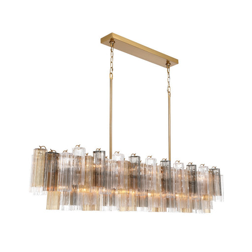 Addis 16 Light Linear Chandelier Aged Brass