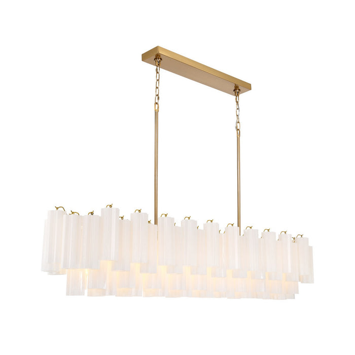 Crystorama - ADD-337-AG-WH - 16 Light Linear Chandelier - Addis - Aged Brass