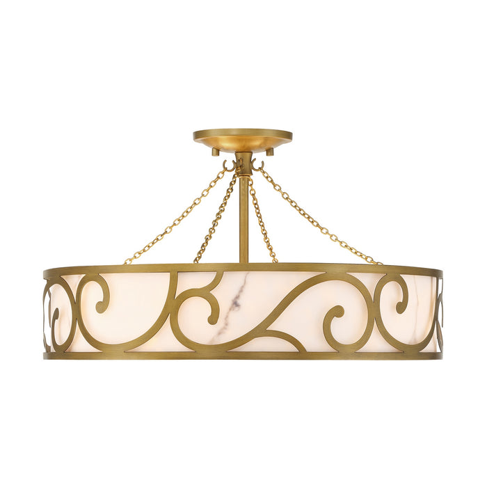 Savoy House - 6-1268-6-339 - Six Light Semi-Flush Mount - Halstead - Antique Patina