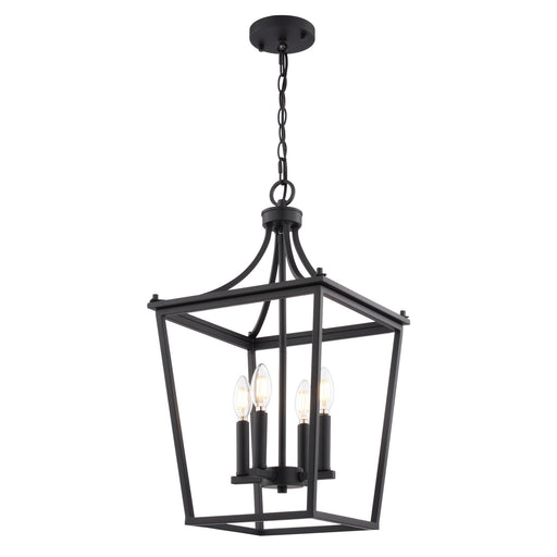 Vaxcel - P0466 - Four Light Pendant - Cottage Grove - Matte Black