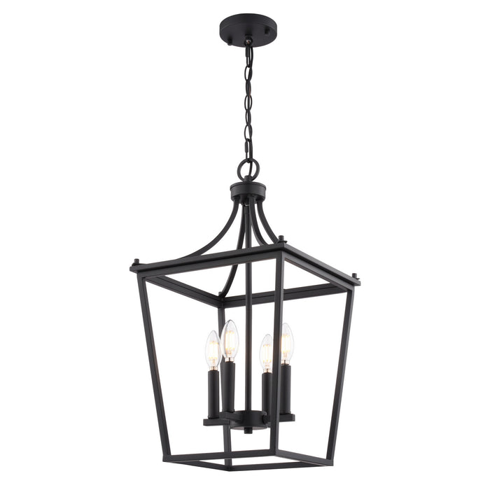 Vaxcel - P0466 - Four Light Pendant - Cottage Grove - Matte Black