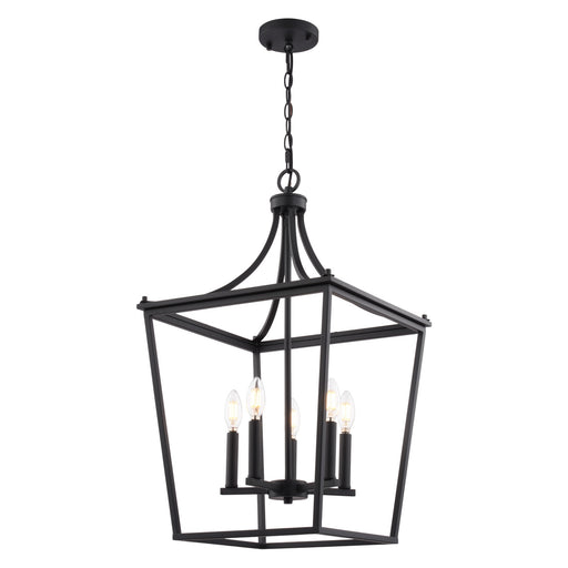 Vaxcel - P0467 - Five Light Pendant - Cottage Grove - Matte Black