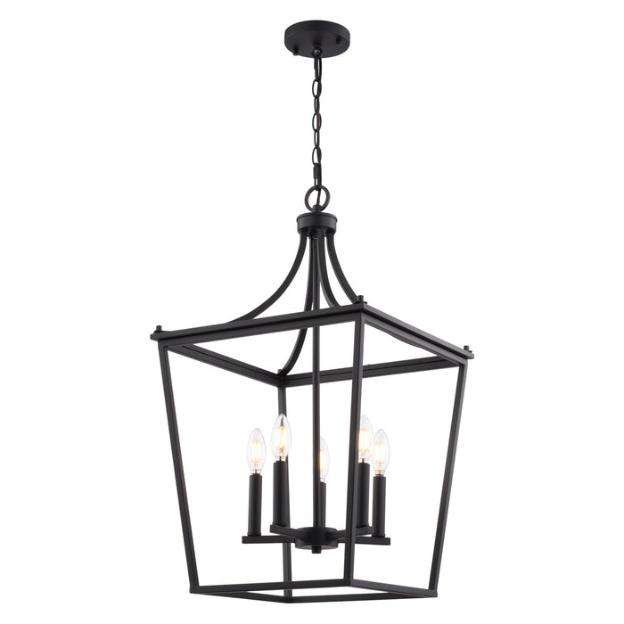 Vaxcel - P0467 - Five Light Pendant - Cottage Grove - Matte Black