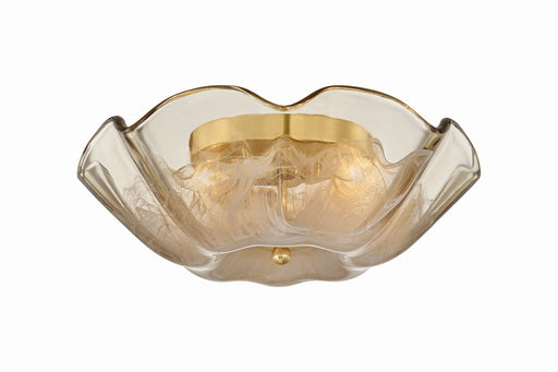 Leona Three Light Flush Mount Aged Brass