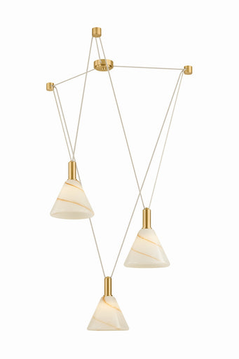 Eileen Three Light Chandelier Aged Brass