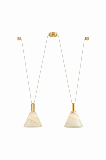 Eileen Two Light Linear Pendant Aged Brass