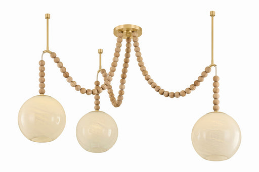 Makena Three Light Chandelier Aged Brass