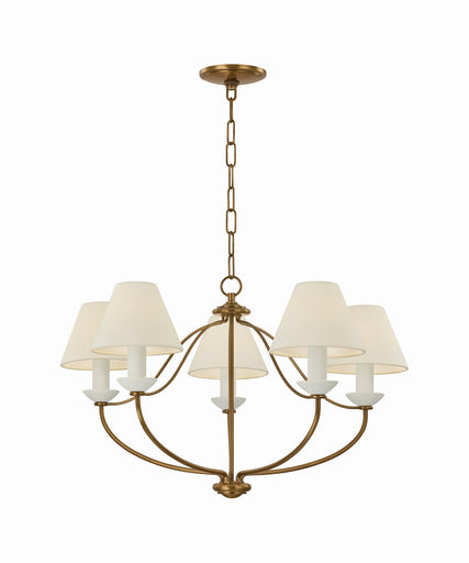 Brinlea Five Light Chandelier Patina Brass
