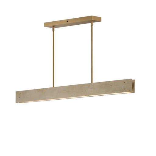 ET2 - E26266-TVNAB - LED Linear Pendant - Lintel - Travertine / Natural Aged Brass