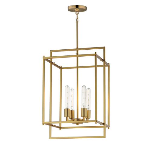 Maxim - 10412NAB - Four Light Pendant - Gridline - Natural Aged Brass