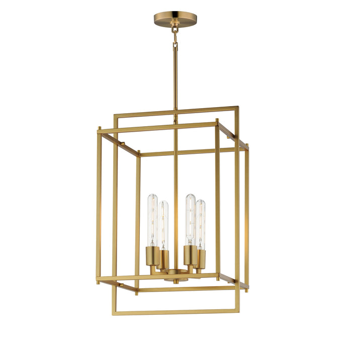 Maxim - 10412NAB - Four Light Pendant - Gridline - Natural Aged Brass