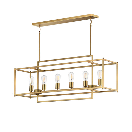 Gridline Six Light Linear Pendant Natural Aged Brass