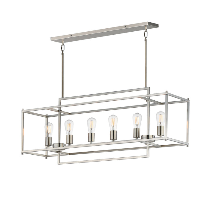 Maxim - 10416SN - Six Light Linear Pendant - Gridline - Satin Nickel