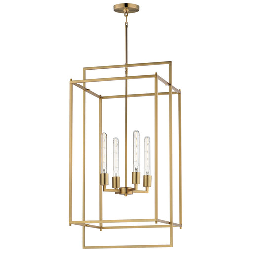Maxim - 10413NAB - Four Light Pendant - Gridline - Natural Aged Brass