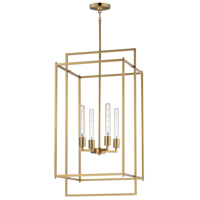 Maxim - 10413NAB - Four Light Pendant - Gridline - Natural Aged Brass
