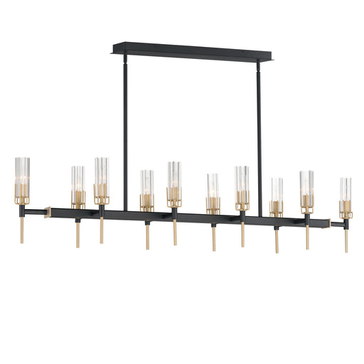 Maxim - 16119CLBKAB - Ten Light Linear Pendant - Flambeau - Black / Antique Brass