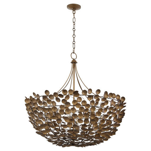 Privet Eight Light Pendant Natural Brass