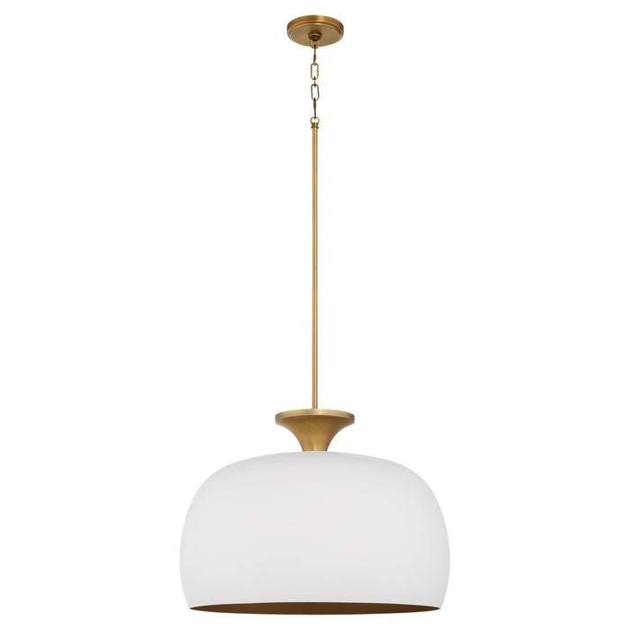 Quorum - 897-22-0847 - Three Light Pendant - Stupa - Studio White|Brushed Brass