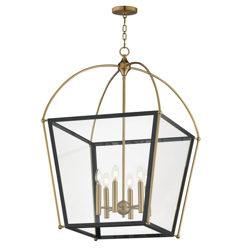 Maxim - 22526BKNAB - Six Light Pendant - McCadden - Black / Natural Aged Brass