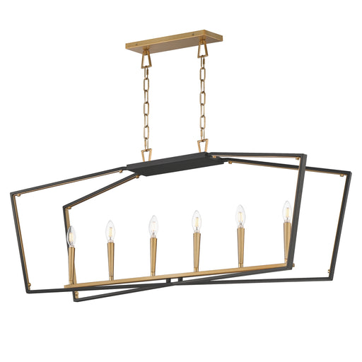 Maxim - 28616BKNAB - Six Light Linear Pendant - Melrose - Black / Natural Aged Brass