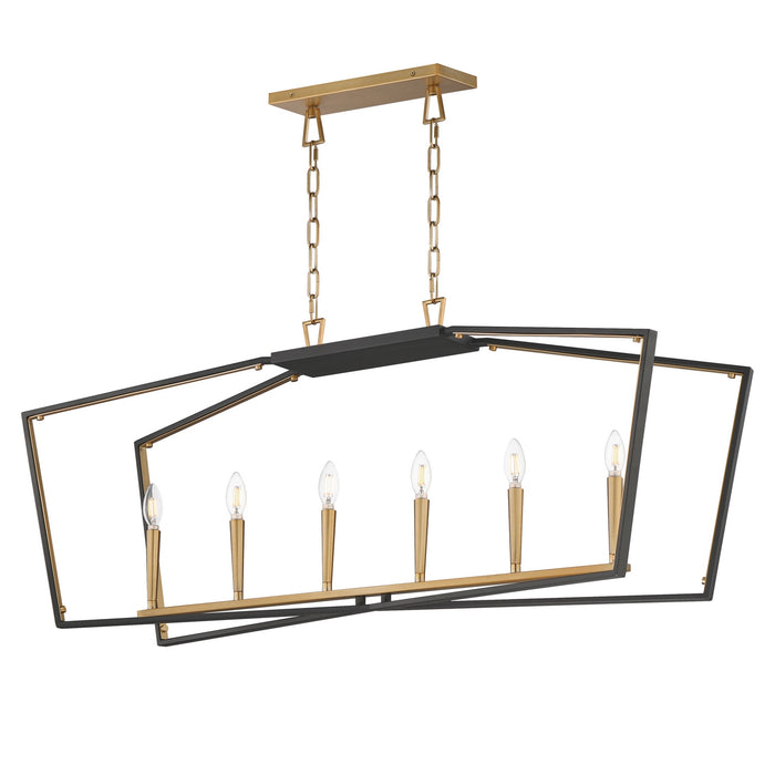 Maxim - 28616BKNAB - Six Light Linear Pendant - Melrose - Black / Natural Aged Brass