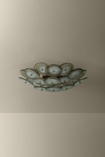 Wassama Four Light Flush Mount Patina Brass