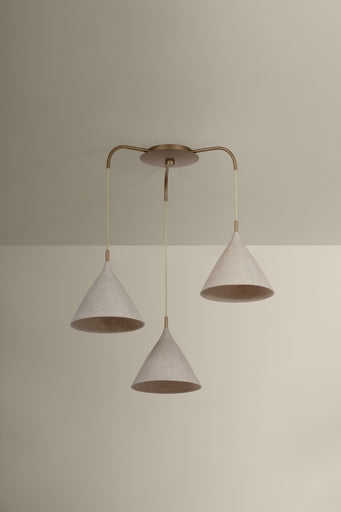 Benson Three Light Chandelier Patina Brass