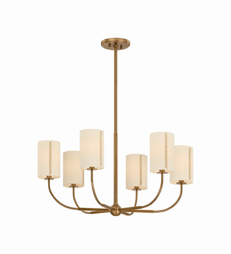 Teddy Six Light Chandelier Patina Brass