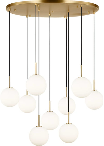 Sorelle Nine Light Chandelier Estate Brass
