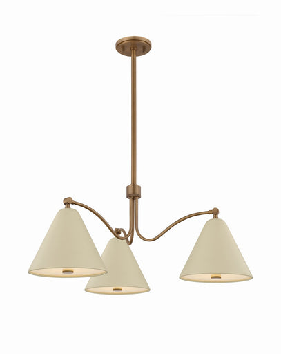 Clive Three Light Chandelier Patina Brass
