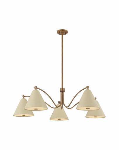 Clive Five Light Chandelier Patina Brass