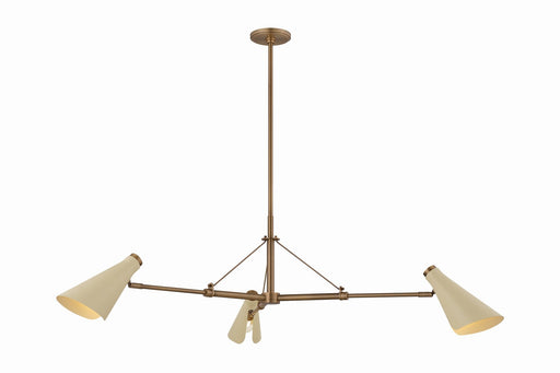 Andersen Three Light Chandelier Patina Brass